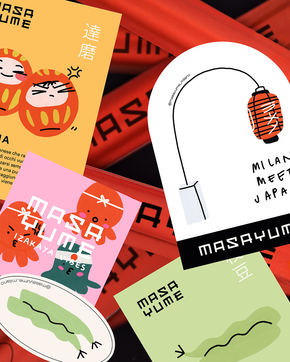 Masayume Ramen and Izakaya Japanese Restaurant, Stickers and Illustrated Postcards